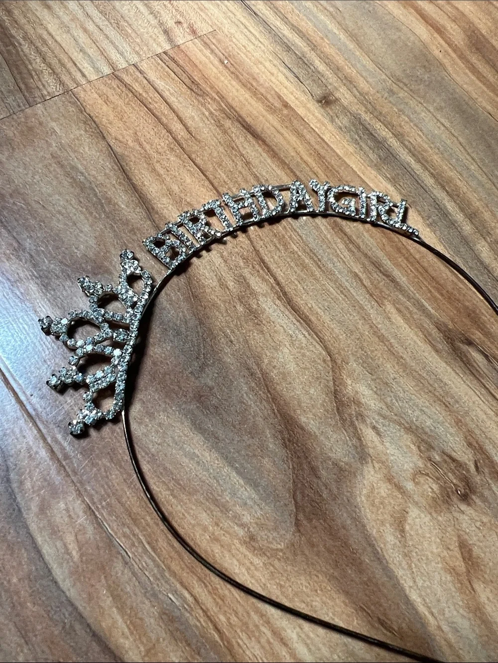 Birthday Girl Rhinestone Tiara Headband - Silver